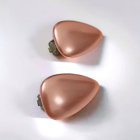 Vintage Light Pink Pearlized Earring Clip ons Teardrop Prom Wedding - Picture 1 of 4
